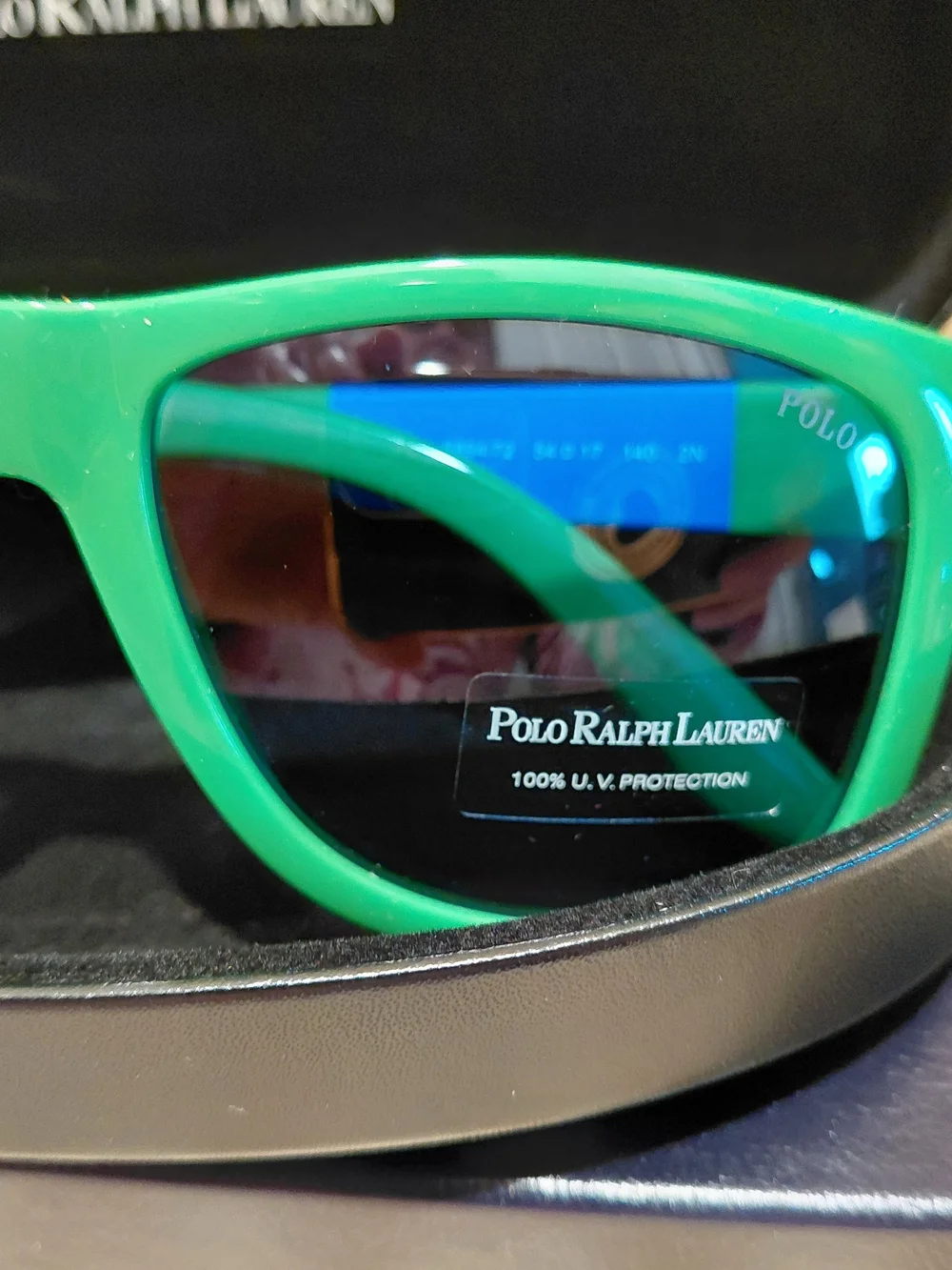 Polo by Ralph Lauren Green Frame Sunglasses with Blue Lenses